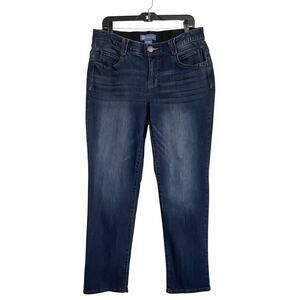 Democracy Denim Jeans Womens 14w Dark Slim Straight Leg Stretch Elastic Waist